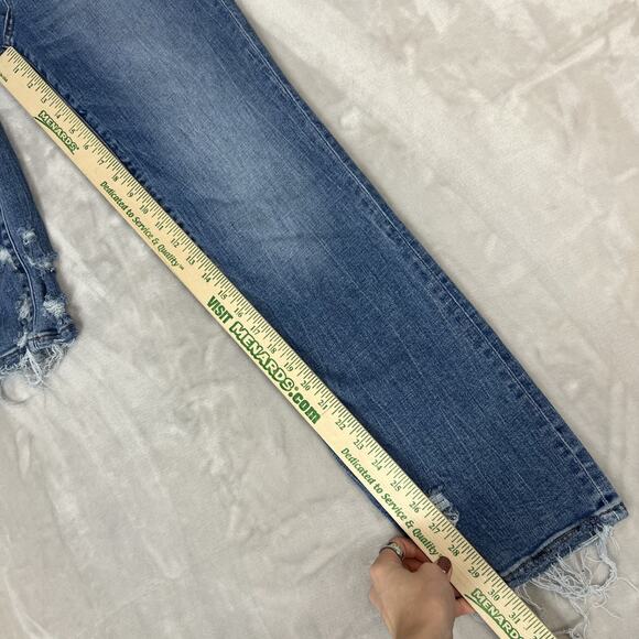 Flying Monkey Jeans Womens 26 Blue Denim Distressed High Rise Straight Stretch - Picture 5 of 13